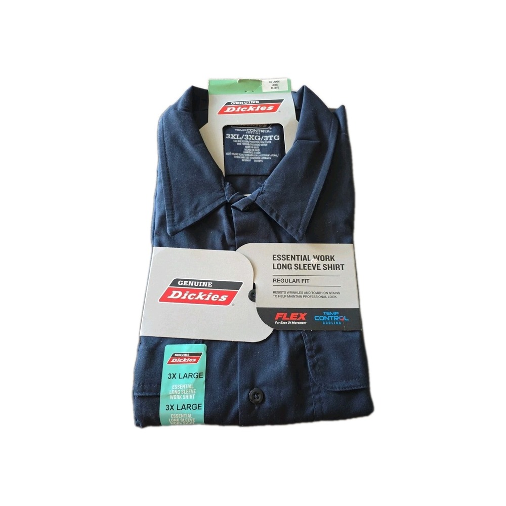 Dickies Essential Work Long Sleeve Shirt NAVY 3xl Flex Regular Fit NWT